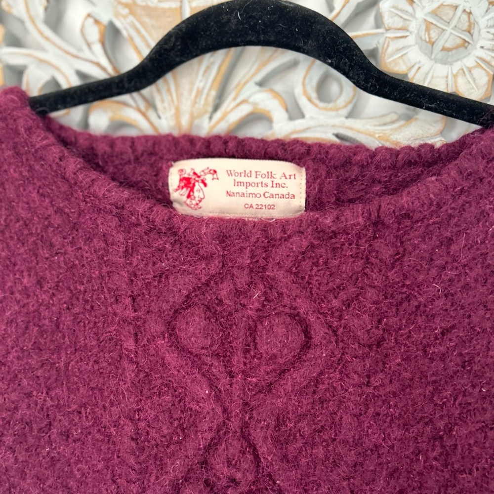 World Folk Art Knit Sweater – Burgundy – Small/Medium - Picture 2 of 5